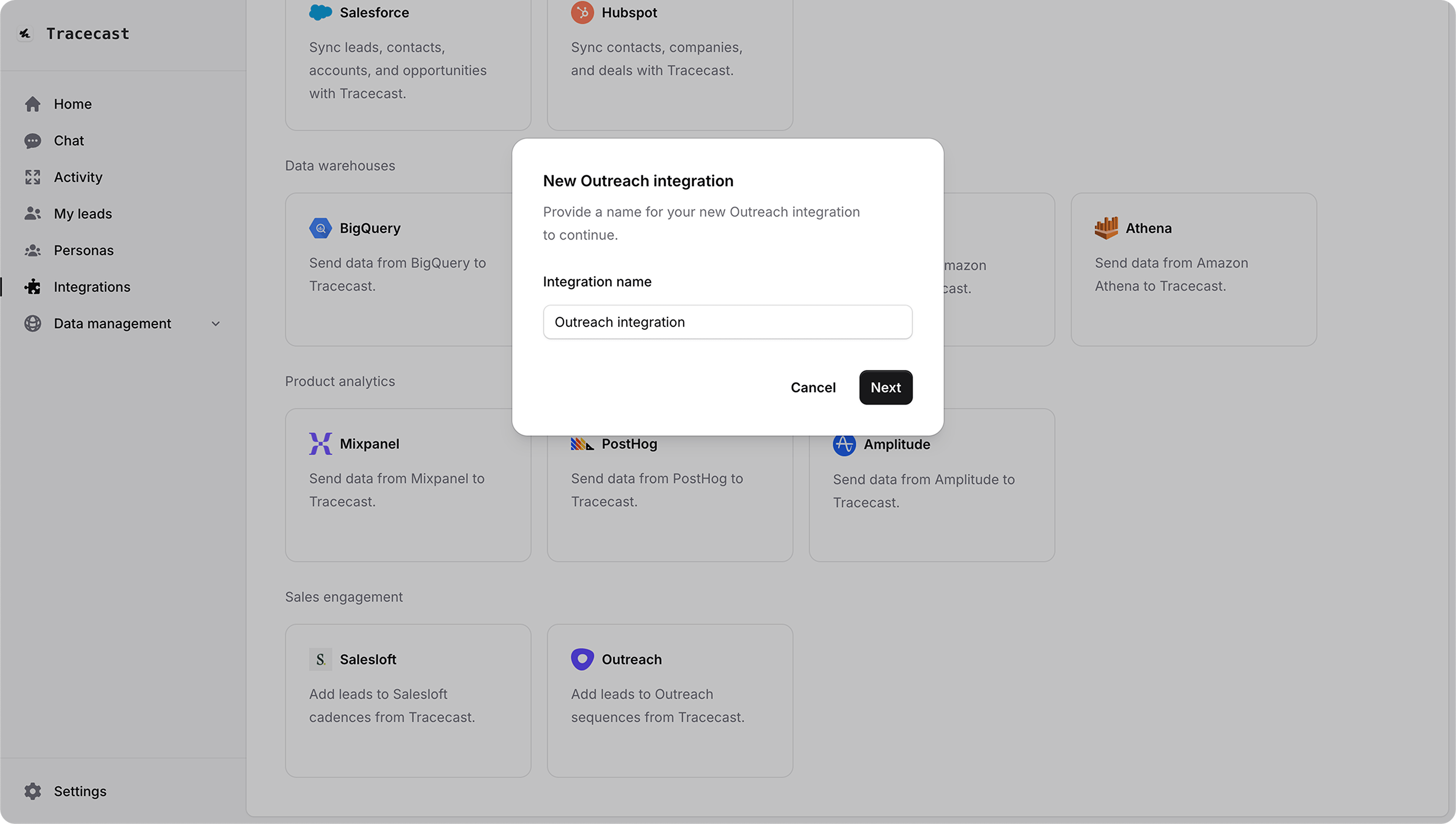 Name your Outreach integration
