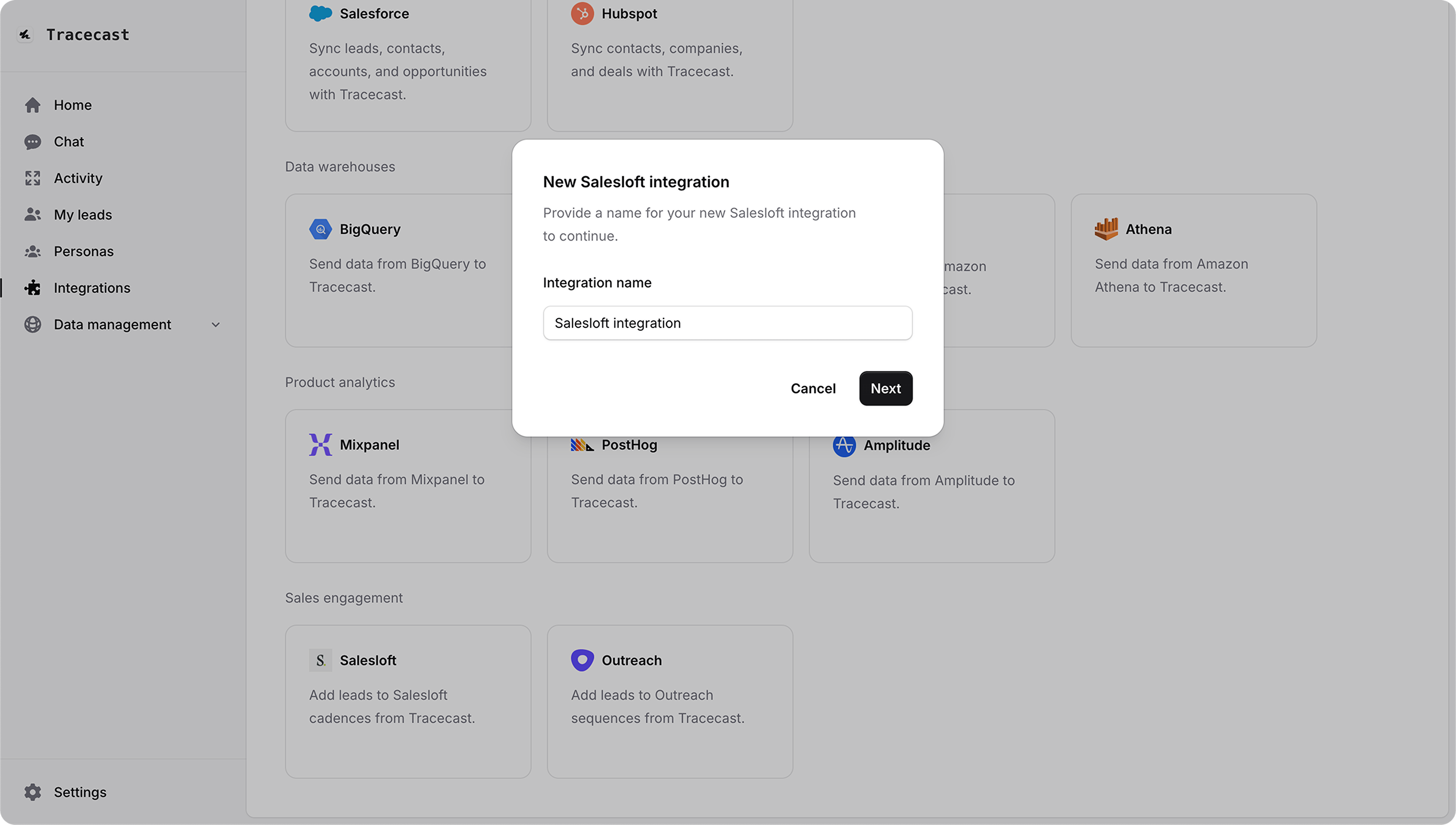 Name your Salesloft integration