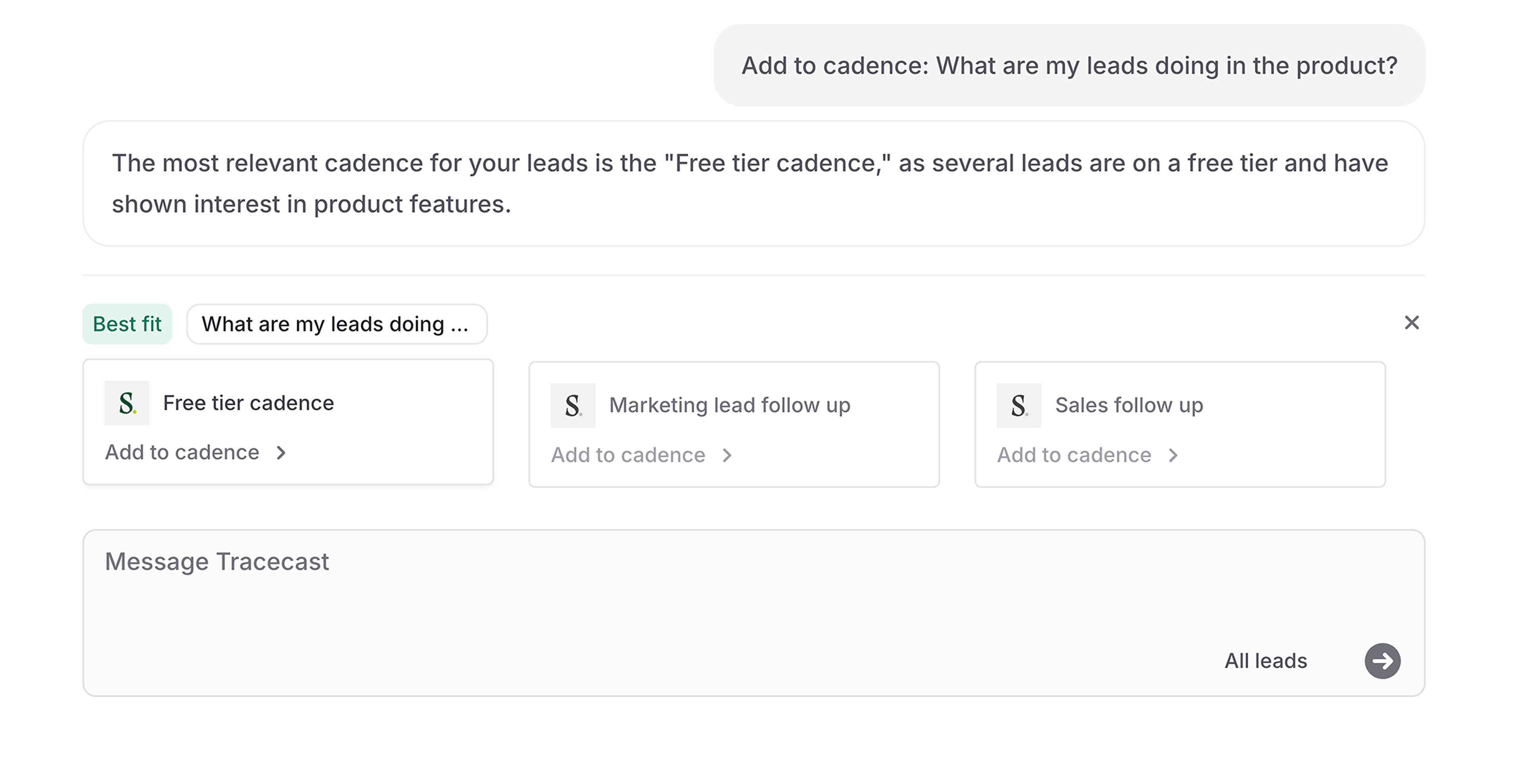 Add to cadence from chat