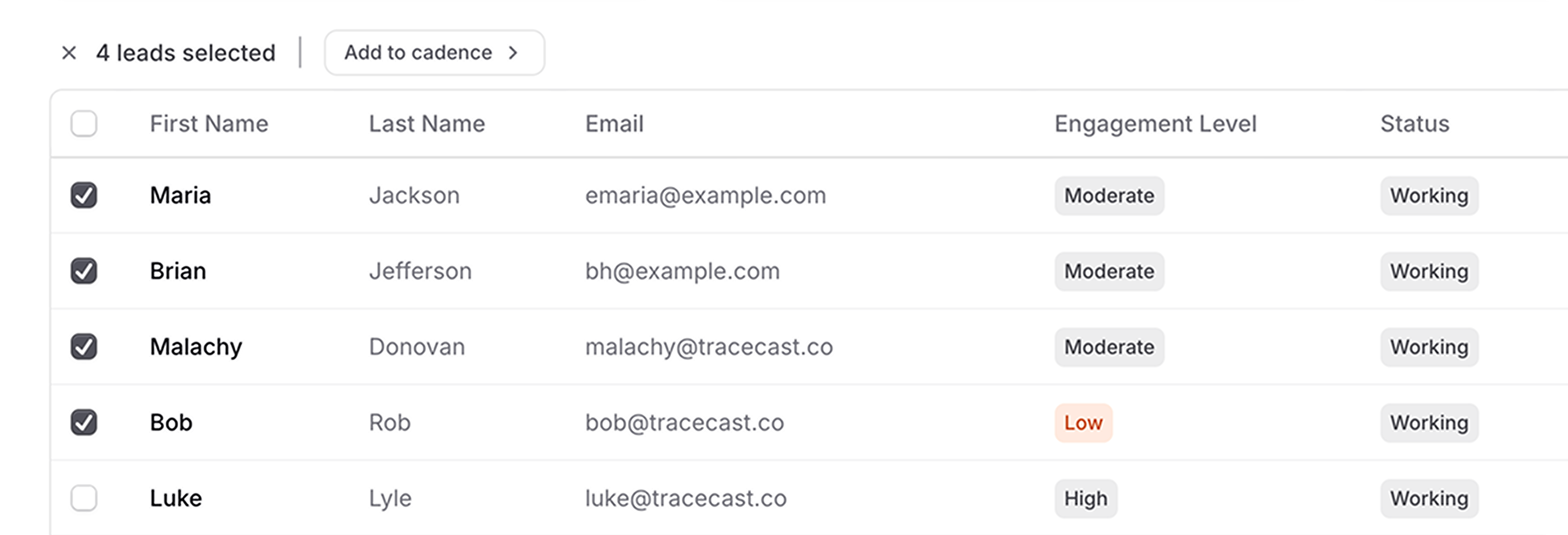 Add to cadence from lead view